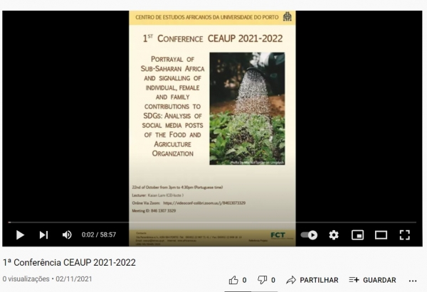 1st Conference CEAUP 2021-2022 - PORTRAYAL OF SUB-SAHARAN AFRICA AND SIGNALLING OF INDIVIDUAL, FEMALE AND FAMILY CONTRIBUTIONS TO SDGS: ANALYSIS OF SOCIAL MEDIA POSTS OF THE FOOD AND AGRICULTURE ORGANIZATION