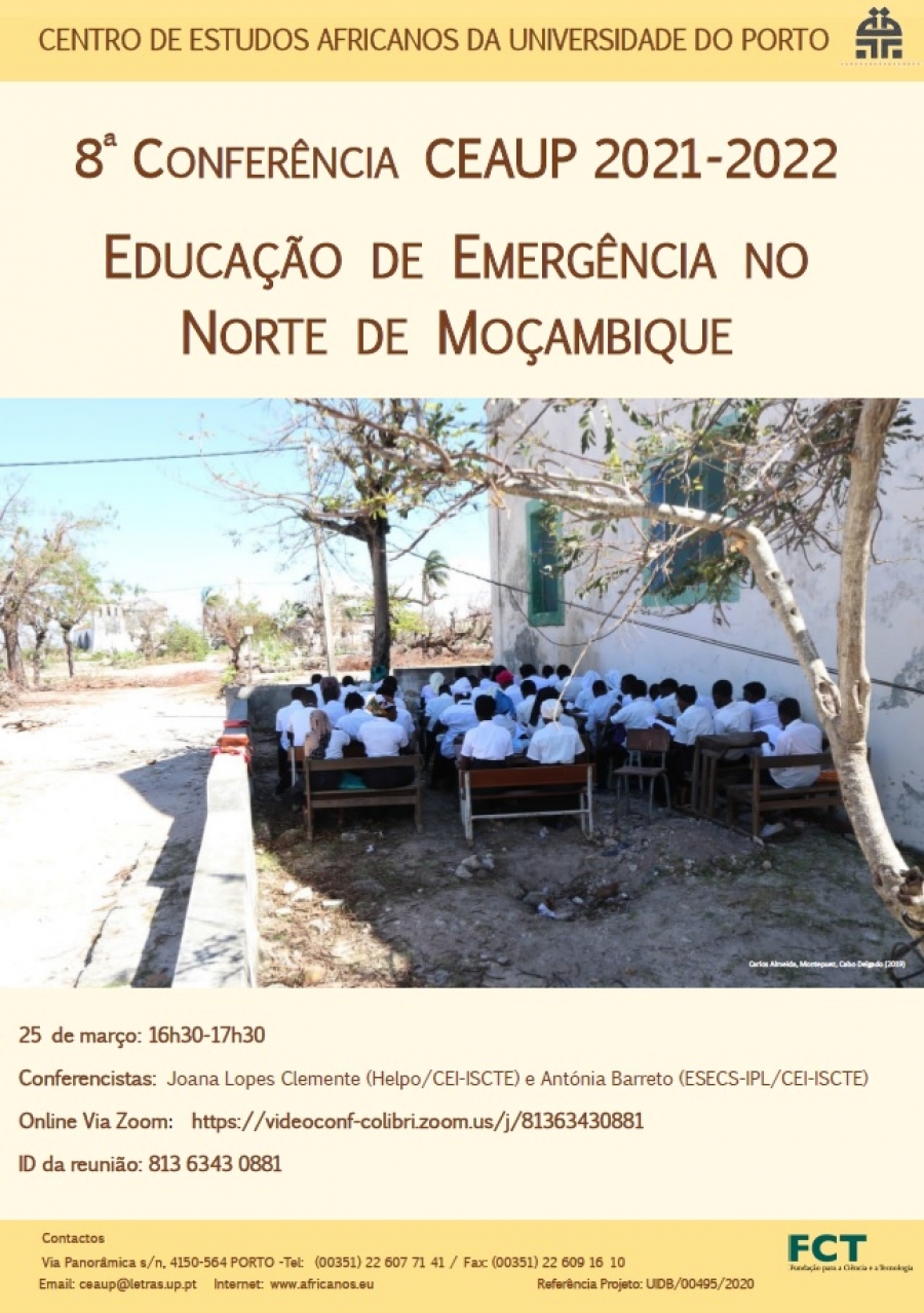 8ª CONFERÊNCIA CEAUP 2021-2022: EDUCAÇÃO DE EMERGÊNCIA NO NORTE DE MOÇAMBIQUE